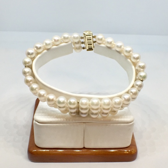 14k Pearl Triple Strand Bracelet - Picture 7 of 7